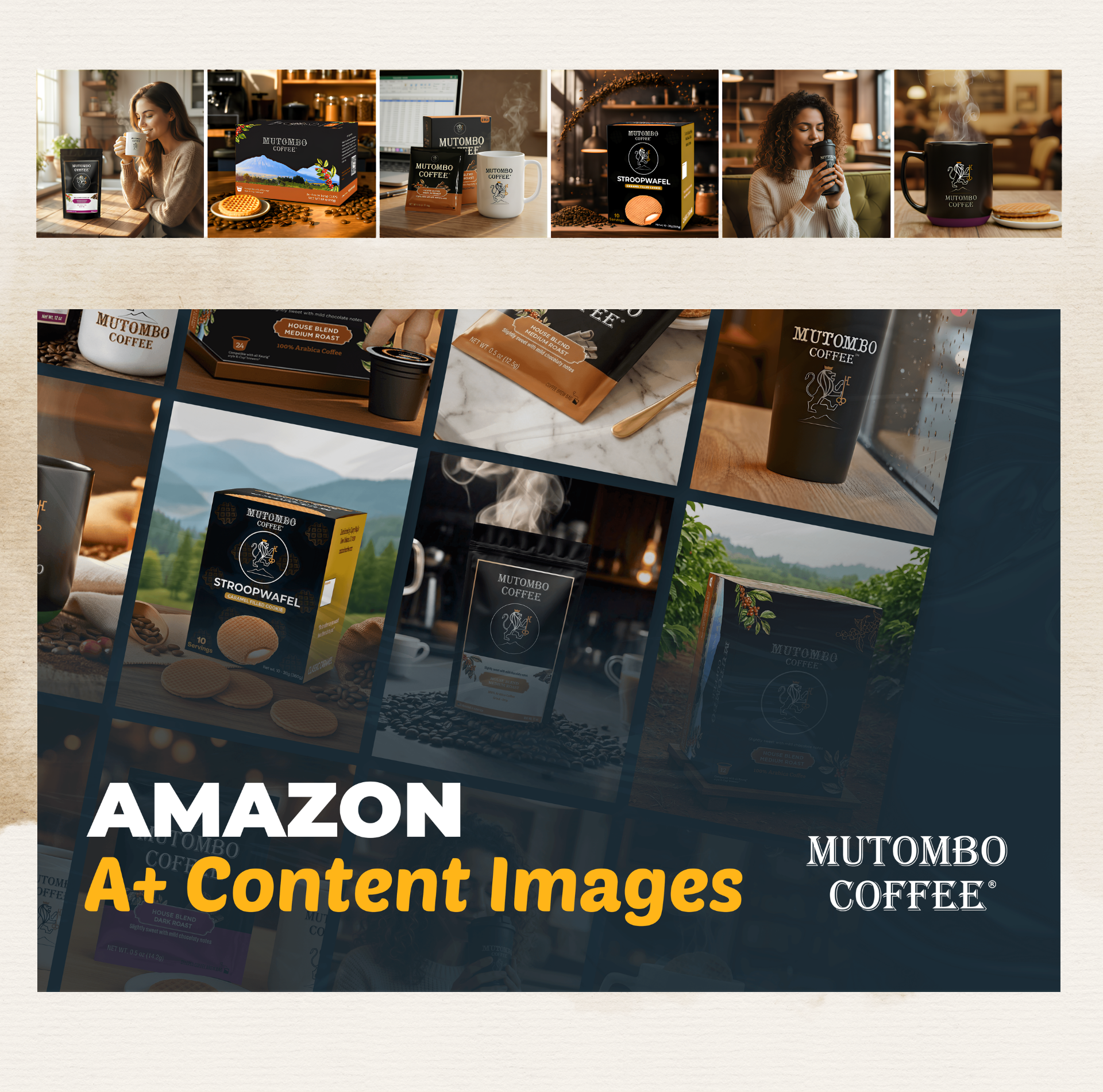 Mutombo Coffee — Amazon A+ content portfolio overview