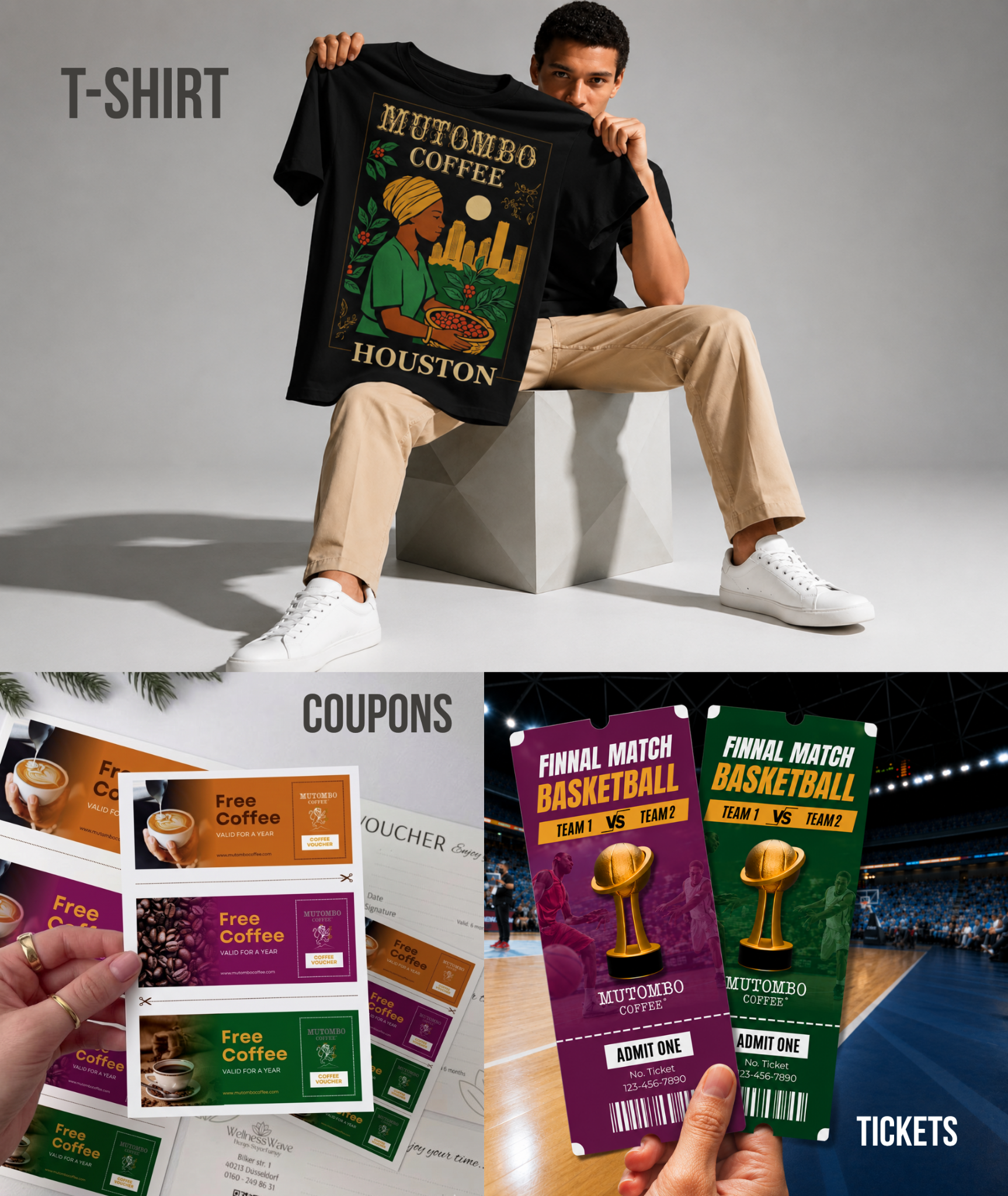 Mutombo Coffee — Branded apparel, coupons and event tickets